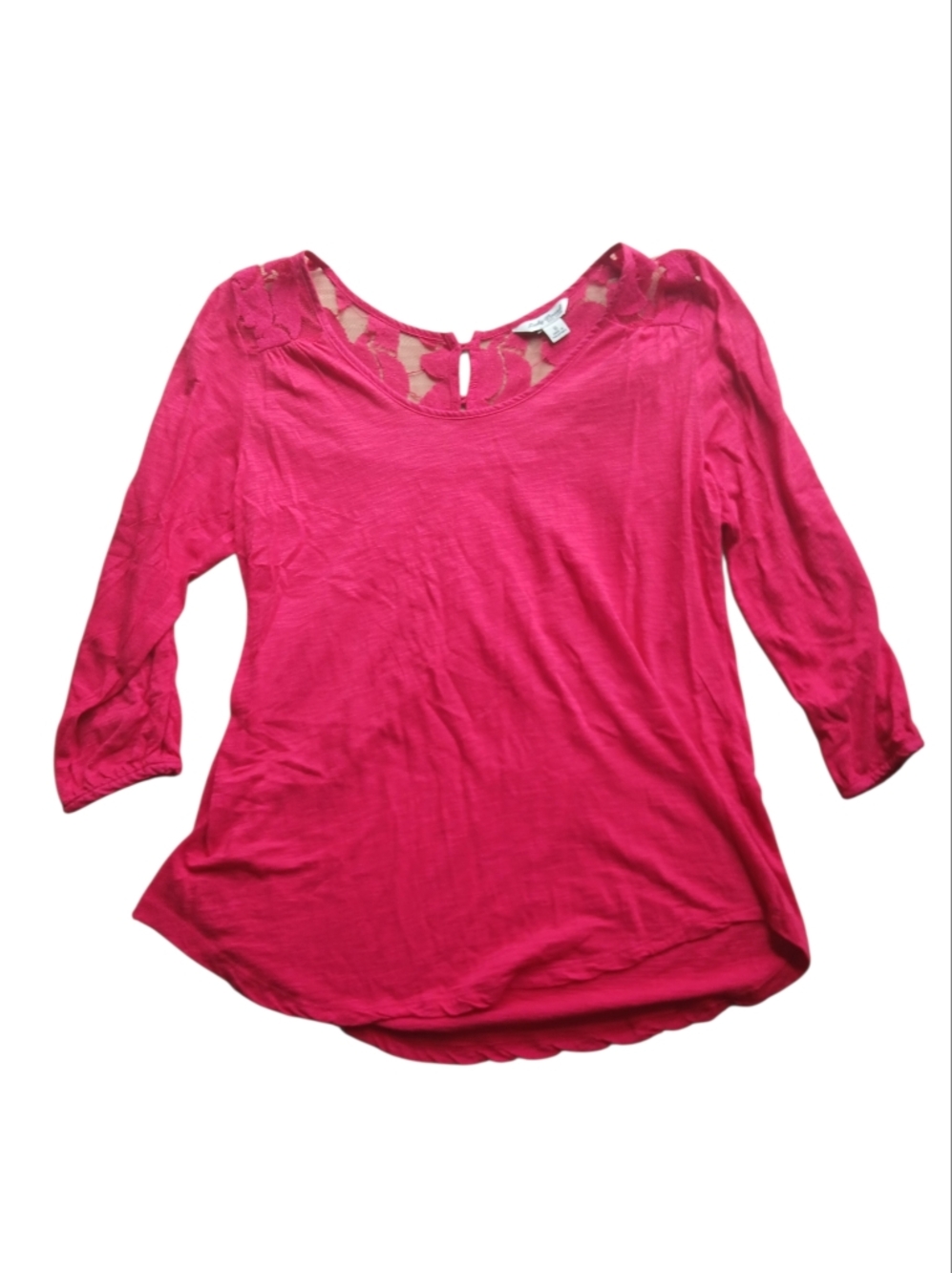 Lucky Brand Size Small Women’s Red Lace-Back 3/4 Sleeve Top